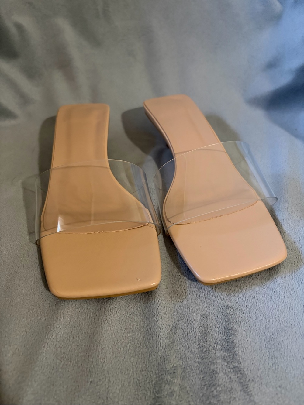 Mix No. 6 Nude Clear Strap Square-Toe Slide Sandals